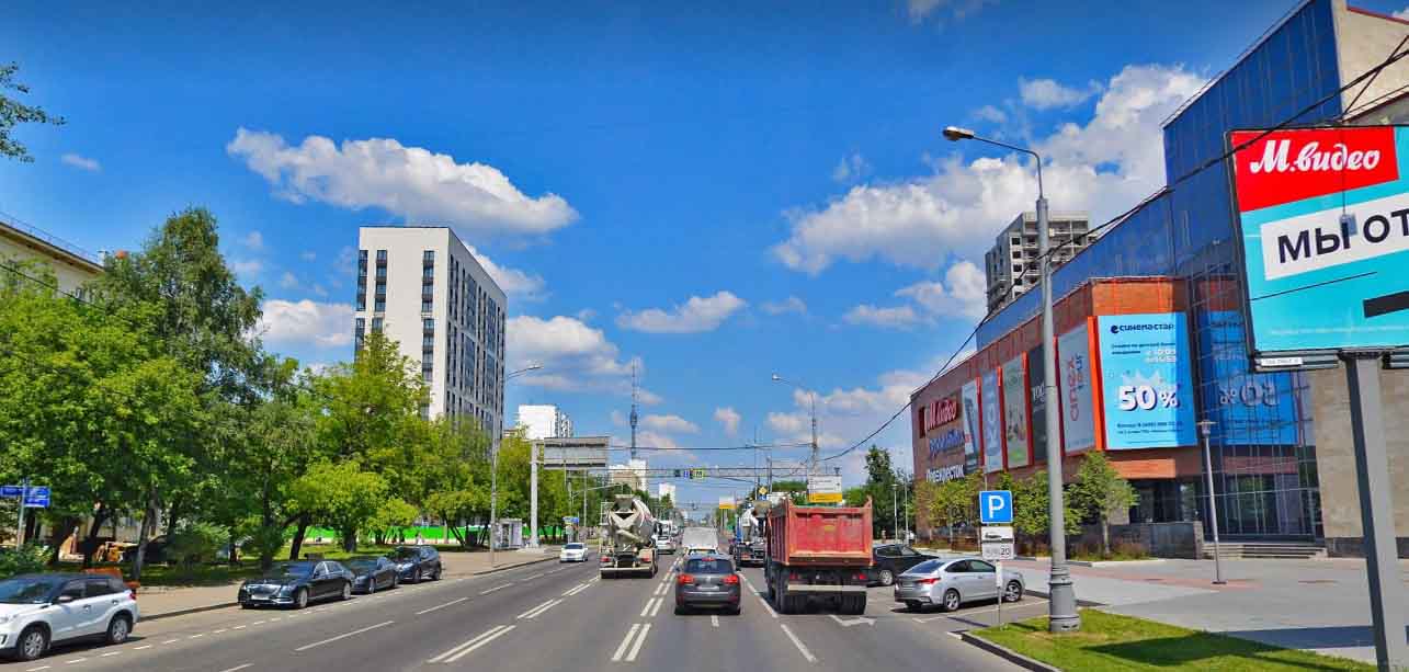 Москва, район Марьина Роща , фото дорога, виднеется Останкинская башня