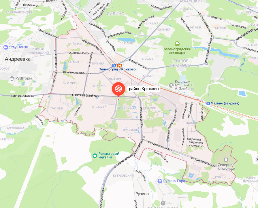 Зеленоград, карта района Крюково