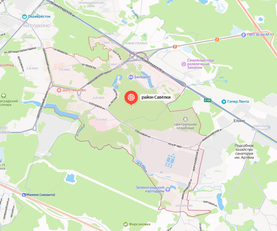 Карта район Савелки, Зеленоград