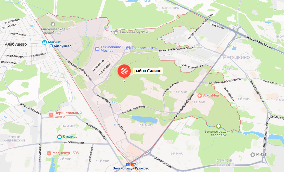 Карта района Силино , Зеленоград